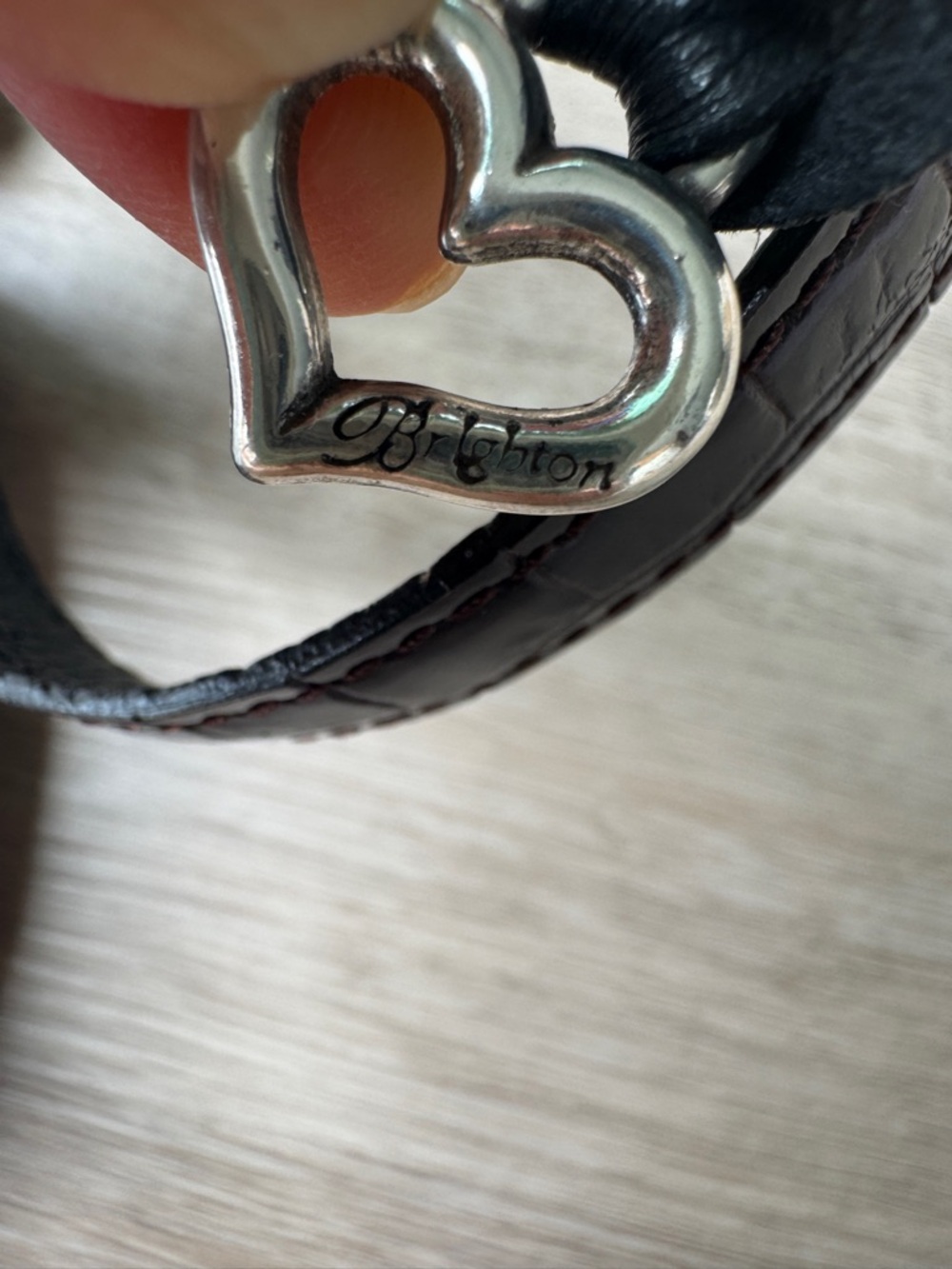 Y2K Vintage Brighton Small Black and Dark Brown Grainy Leather Shoulder Bag - Picture 11 of 12